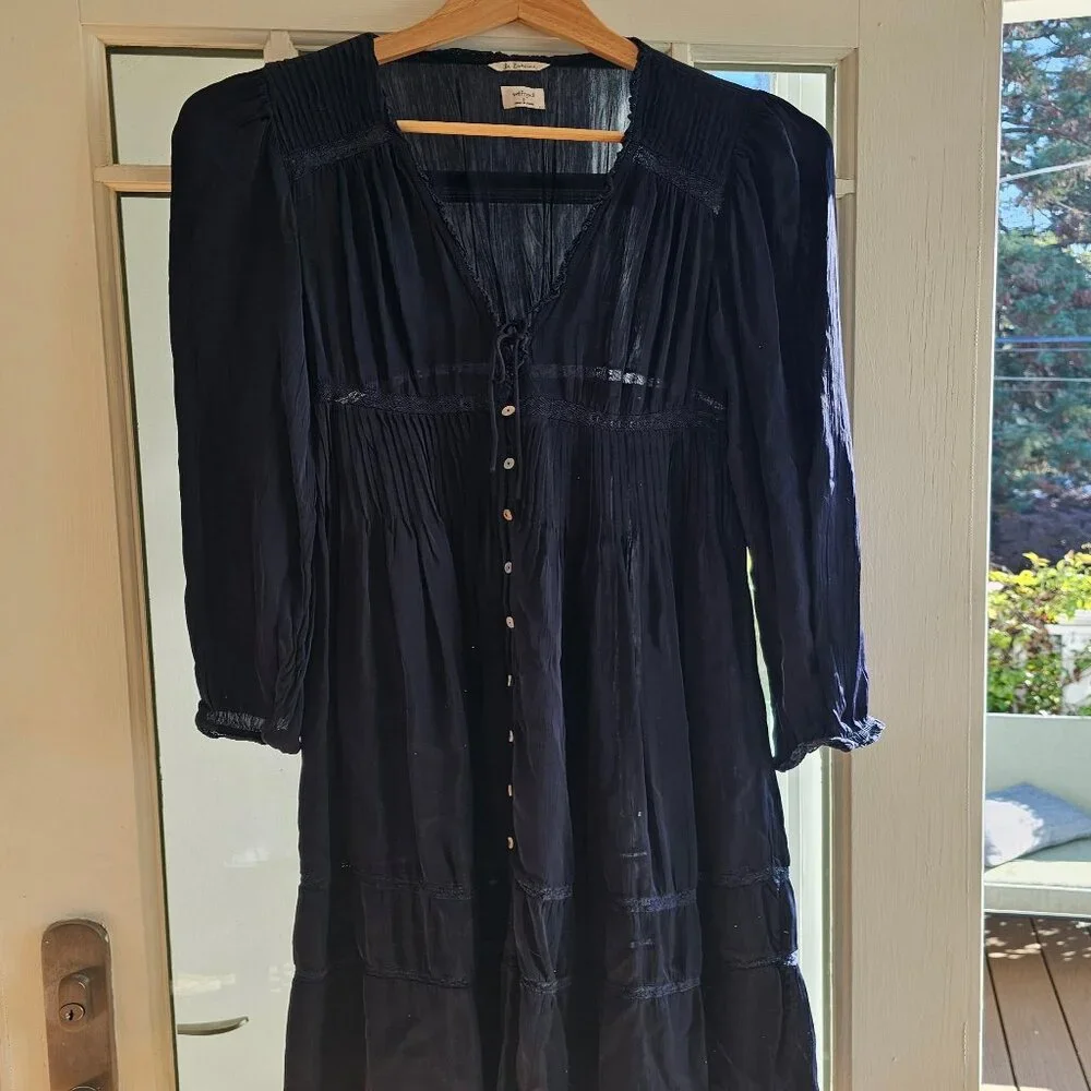 Dark Navy Wilfred Dark Academia Silky Dress - Picture 2 of 8